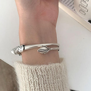 Great Gift Ideas - Elegant Vintage Unique Design Lotus Leaf Handmade Bracelet - The Jewellery Supermarket